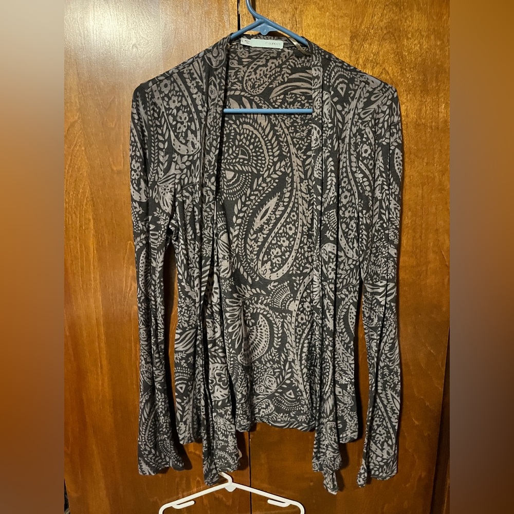 Maurices Black and Gray Paisley Cardigan